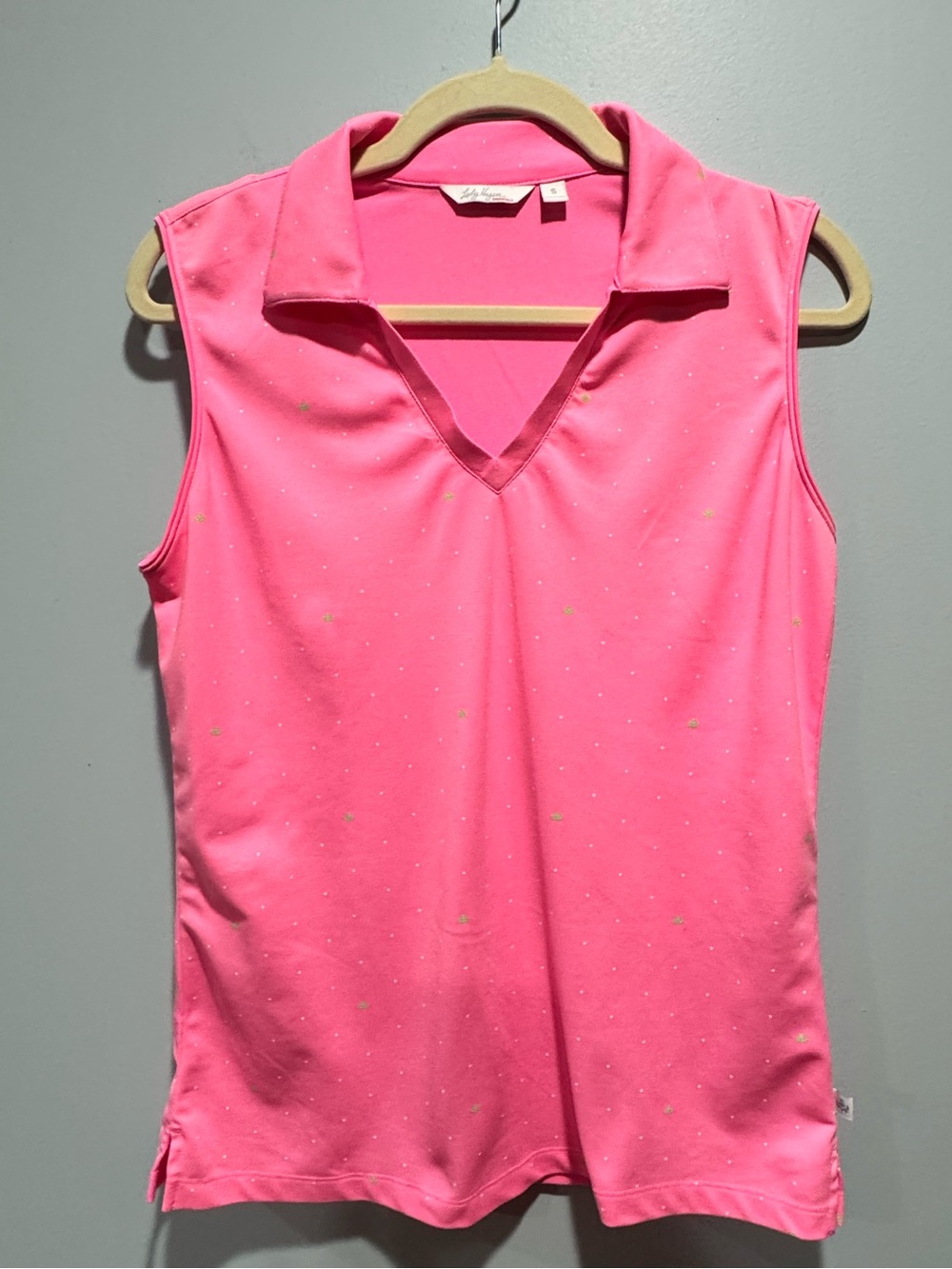Lady Hagen Hot Pink Sleeveless V-Neck Polo Tank
